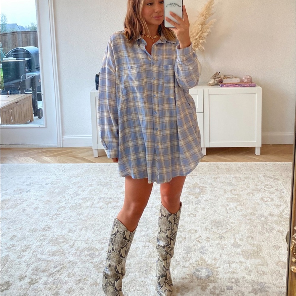 Checkered plaid boyfriend shirt